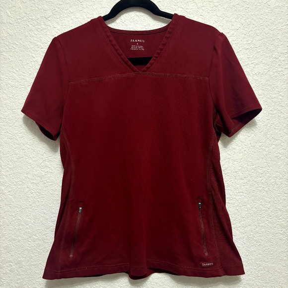 Jaanuu Stretch Scrub Top - Burgundy - Picture 1 of 1